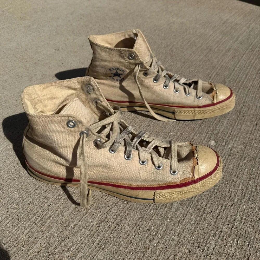 Rare Vintage 1950s Converse Chuck Taylor Red Label High Top Sneakers Mens 10 USA